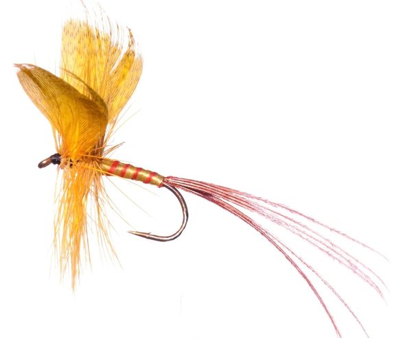 Byron CDC Maifliege/Fliege mit Entenbürzelfedern gelb